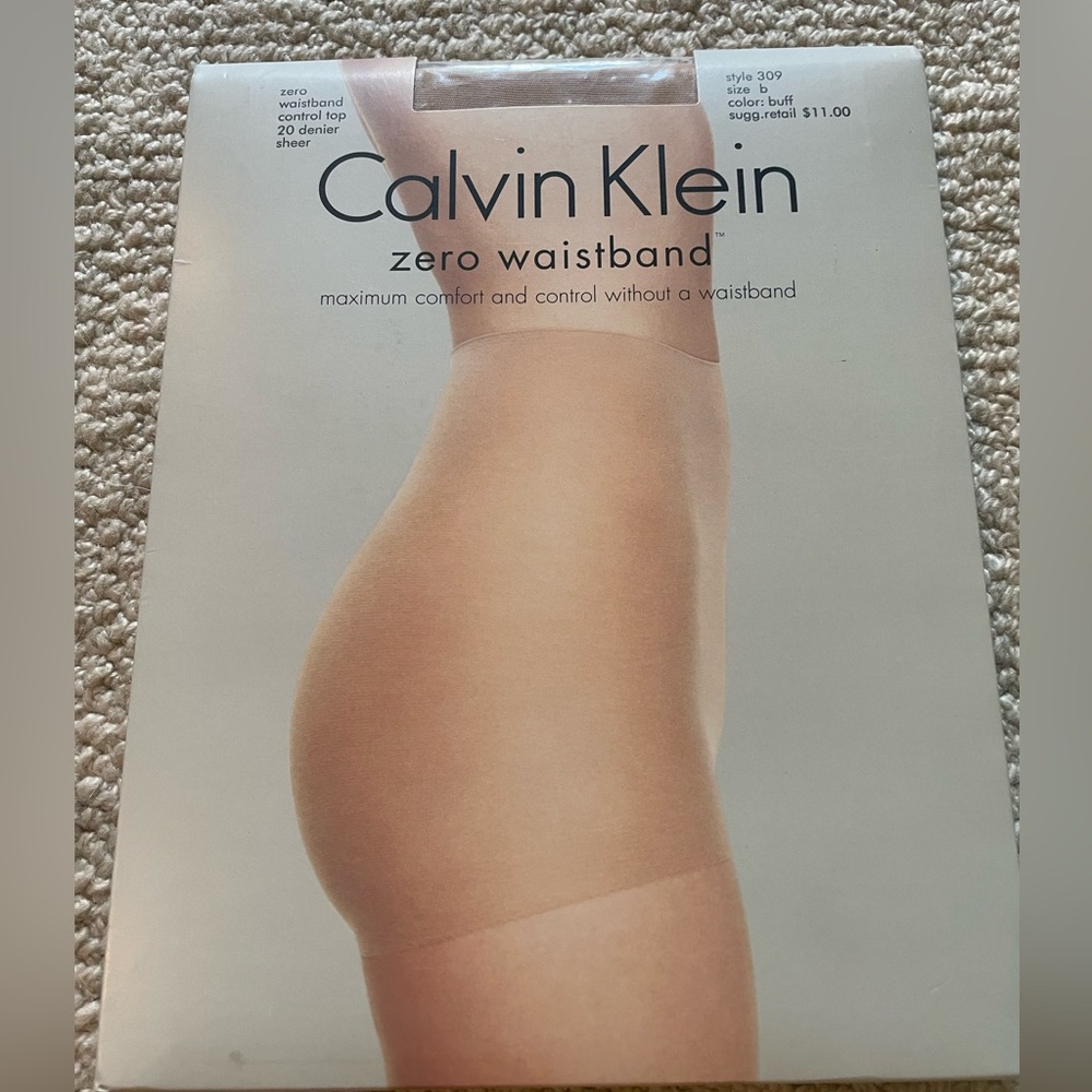 Calvin Klein Zero Waistband Control Top Very Sheer Hosiery Pantyhose Size B NEW